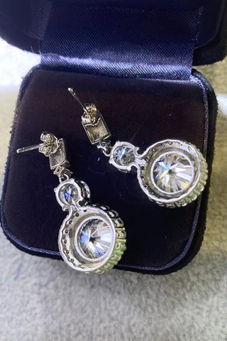 12 Carat Moissanite Platinum-Plated Drop Earrings