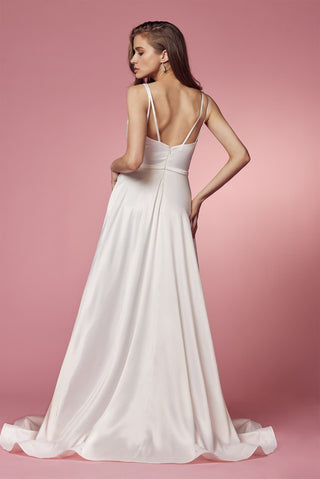 Elegant Cross V-Neck Double Straps A-Line Long Wedding Dress NXE484