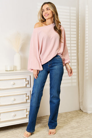 Double Take Ribbed Long Sleeve Top